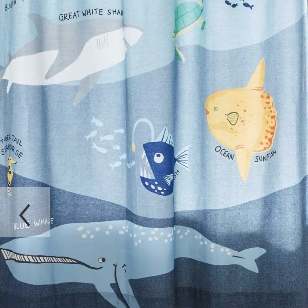 NWT Pottery Barn Save Our Seas Shower Curtain Nautical Fish Ocean Theme